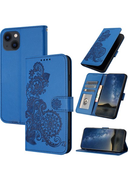 iPhone 15 Flip Deri Manyetik Koruyucu Cüzdan Bilek Kayışı Telefon Kılıfı (Yurt Dışından)