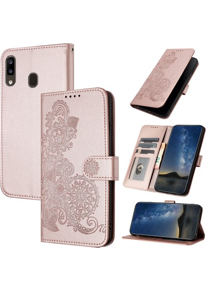 Samsung Galaxy A20E Flip Deri Manyetik Koruyucu Cüzdan Bilek Kayışı Telefon Kılıfı (Yurt Dışından)