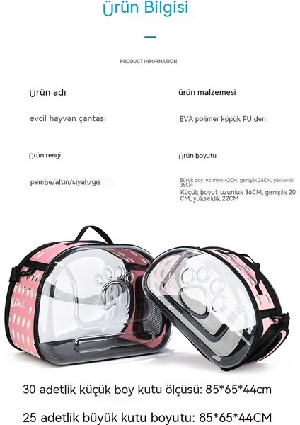 Qıchu Moda Şeffaf Kedi Çantası Tote Omuz Nefes Köpek Outing Omuz Crossbody Çanta Katlanabilir Çok Kullanımlı Pet Çanta (Yurt Dışından) modelleri