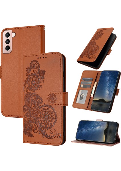 Samsung Galaxy S21 Flip Deri Manyetik Koruyucu Cüzdan Bilek Kayışı Telefon Kılıfı (Yurt Dışından)