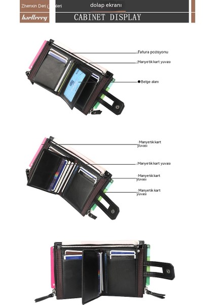 Qıchu Cüzdan Dikey Çift Fermuarlı Moda Iş Bozuk Para Cüzdanı (Yurt Dışından)