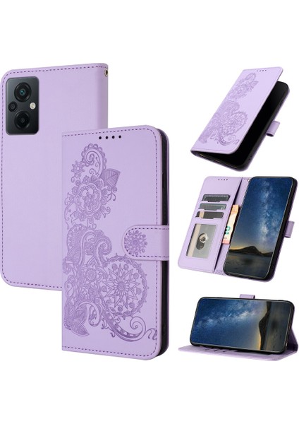 Xiaomi Poco M5 Flip Deri Manyetik Koruyucu Cüzdan Bilek Kayışı Telefon Kılıfı (Yurt Dışından)