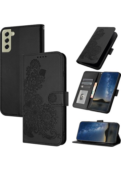 Samsung Galaxy S21 Fe Flip Deri Manyetik Koruyucu Cüzdan Bilek Kayışı Telefon Kılıfı (Yurt Dışından)