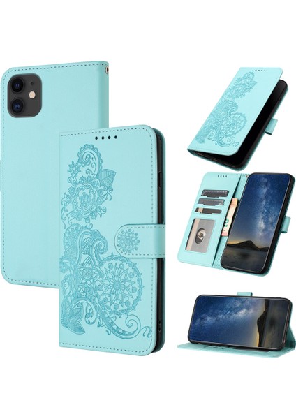 iPhone 11 Flip Deri Manyetik Koruyucu Cüzdan Bilek Kayışı Telefon Kılıfı (Yurt Dışından)