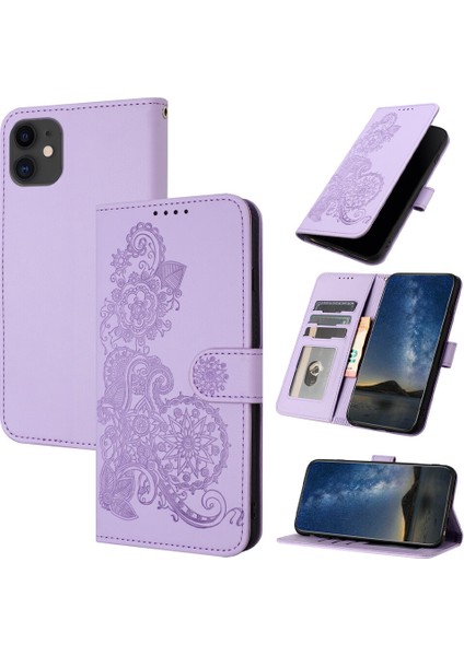 iPhone 12 Mini Flip Deri Manyetik Koruyucu Cüzdan Bilek Kayışı Telefon Kılıfı (Yurt Dışından)