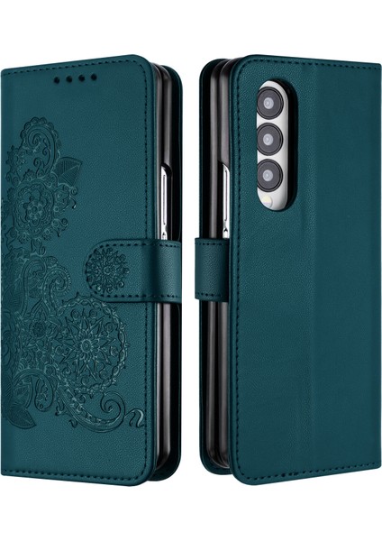 Samsung Galaxy Z Fold 3 Flip Deri Manyetik Koruyucu Cüzdan Bilek Kayışı Telefon Kılıfı (Yurt Dışından)