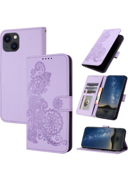 iPhone 13 Mini Flip Deri Manyetik Koruyucu Cüzdan Bilek Kayışı Telefon Kılıfı (Yurt Dışından)