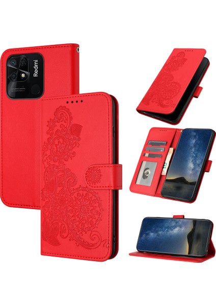 Xiaomi Redmi 10C Flip Deri Manyetik Koruyucu Cüzdan Bilek Kayışı Telefon Kılıfı (Yurt Dışından)