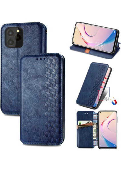 Oukitel C21 Pro Kart Tutuculu Cüzdan Pu Deri Çevirme Çubuğu Telefon Kılıfı (Yurt Dışından)
