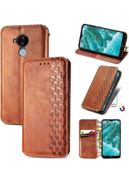 Nokia C30 Kart Tutuculu Cüzdan Pu Deri Çevirme Çubuğu Telefon Kılıfı (Yurt Dışından)