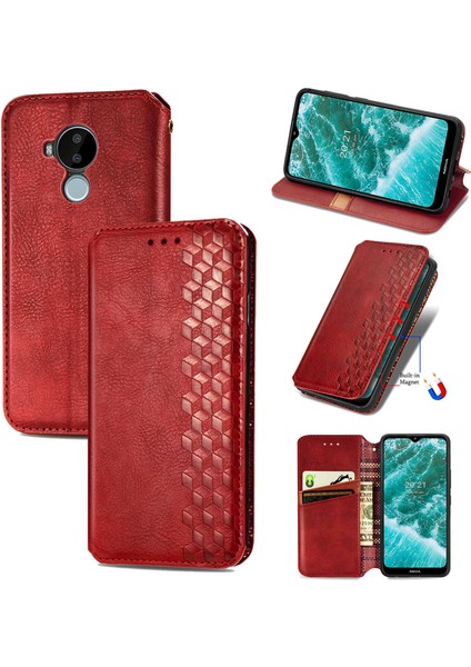 Nokia C30 Kart Tutuculu Cüzdan Pu Deri Çevirme Çubuğu Telefon Kılıfı (Yurt Dışından)
