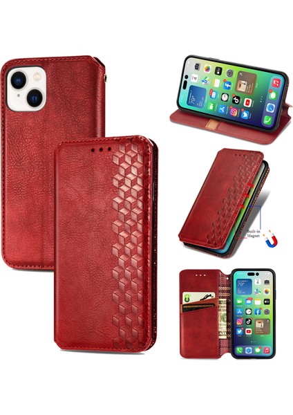 iPhone 14 Plus Kart Tutuculu Cüzdan Pu Deri Çevirme Çubuğu Telefon Kılıfı (Yurt Dışından)