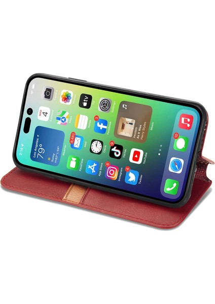 iPhone 14 Plus Kart Tutuculu Cüzdan Pu Deri Çevirme Çubuğu Telefon Kılıfı (Yurt Dışından)