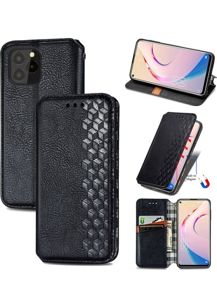 Oukitel C21 Pro Kart Tutuculu Cüzdan Pu Deri Çevirme Çubuğu Telefon Kılıfı (Yurt Dışından)
