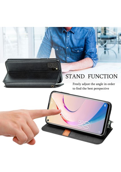 Oukitel C21 Pro Kart Tutuculu Cüzdan Pu Deri Çevirme Çubuğu Telefon Kılıfı (Yurt Dışından)