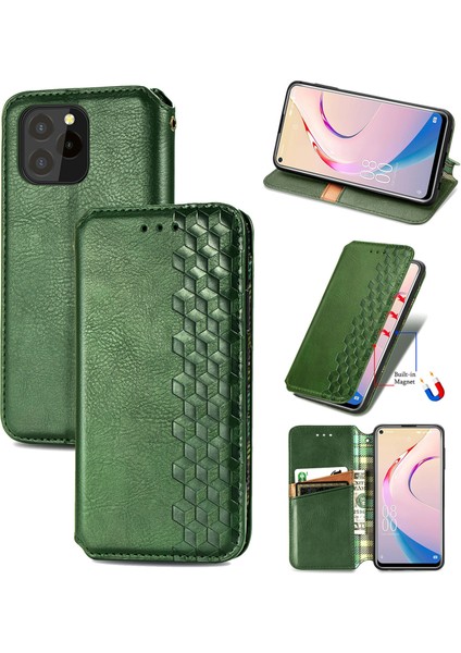Oukitel C21 Pro Kart Tutuculu Cüzdan Pu Deri Çevirme Çubuğu Telefon Kılıfı (Yurt Dışından)