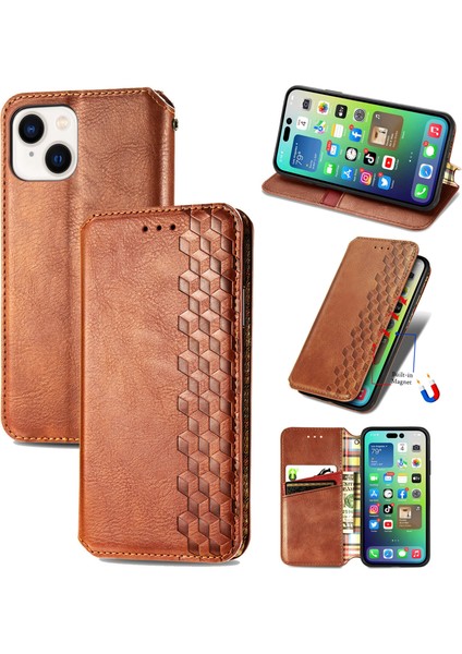 iPhone 14 Kart Tutuculu Cüzdan Pu Deri Çevirme Çubuğu Telefon Kılıfı (Yurt Dışından)