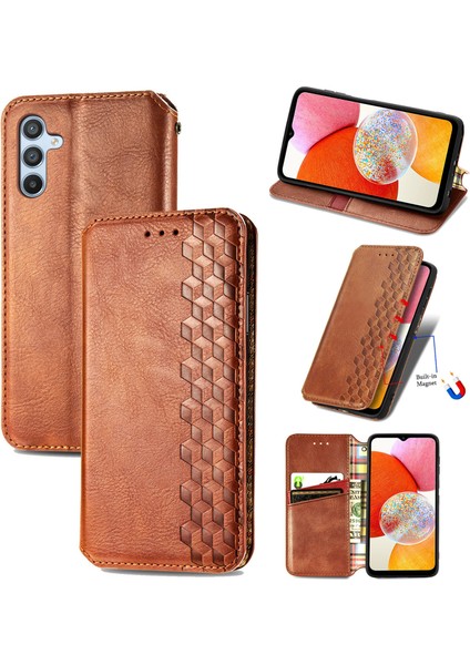 Samsung Galaxy A14 4g Kart Tutuculu Cüzdan Pu Deri Çevirme Çubuğu Telefon Kılıfı (Yurt Dışından)