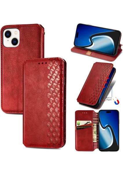 iPhone 15 Kart Tutuculu Cüzdan Pu Deri Çevirme Çubuğu Telefon Kılıfı (Yurt Dışından)