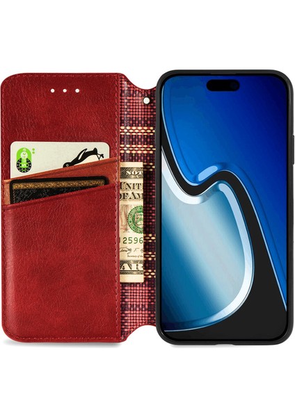 iPhone 15 Kart Tutuculu Cüzdan Pu Deri Çevirme Çubuğu Telefon Kılıfı (Yurt Dışından)