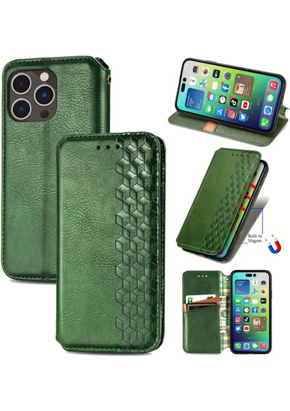 iPhone 14 Pro Kart Tutuculu Cüzdan Pu Deri Çevirme Çubuğu Telefon Kılıfı (Yurt Dışından)