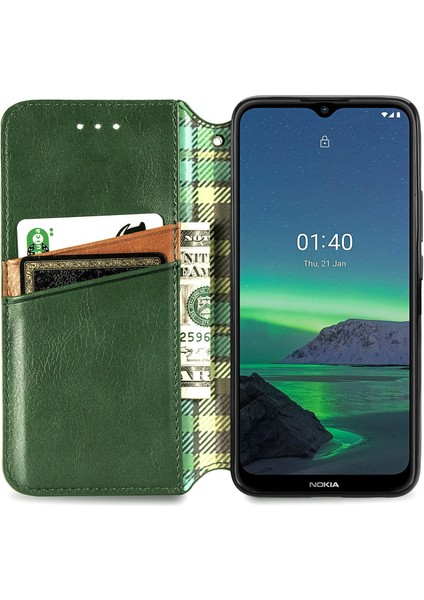 Yihang Boutique Nokia 1.4 Kart Tutuculu Cüzdan Pu Deri Çevirme Çubuğu Telefon Kılıfı (Yurt Dışından)