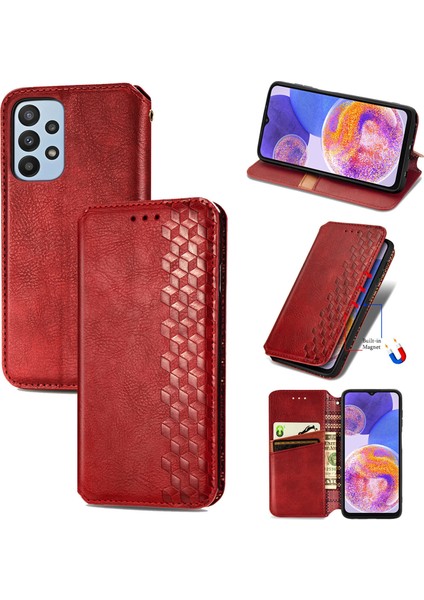 Samsung Galaxy A23 Kart Tutuculu Cüzdan Pu Deri Çevirme Çubuğu Telefon Kılıfı (Yurt Dışından)