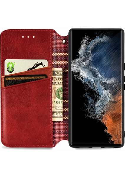Samsung Galaxy S23 Ultra Kart Tutuculu Cüzdan Pu Deri Çevirme Çubuğu Telefon Kılıfı (Yurt Dışından) modelleri