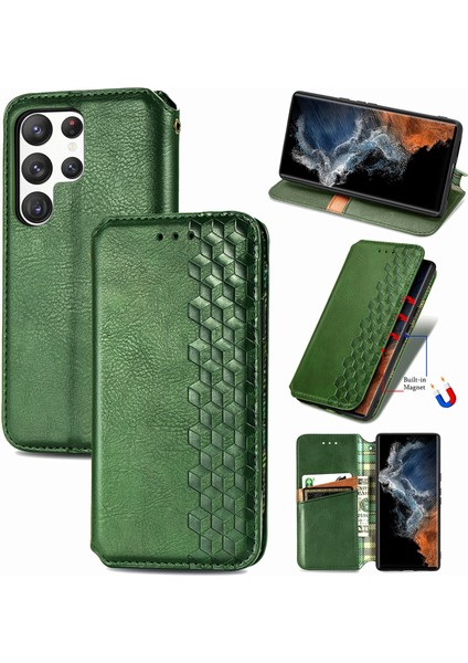 Samsung Galaxy S23 Ultra Kart Tutuculu Cüzdan Pu Deri Çevirme Çubuğu Telefon Kılıfı (Yurt Dışından)