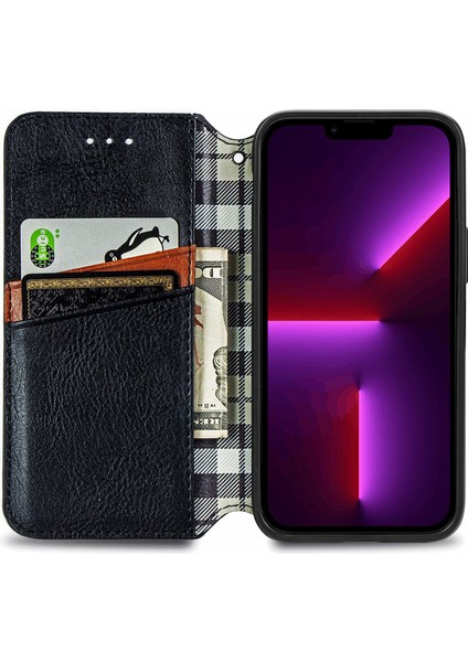 iPhone 13 Pro Max Kart Tutuculu Cüzdan Pu Deri Çevirme Çubuğu Telefon Kılıfı (Yurt Dışından)