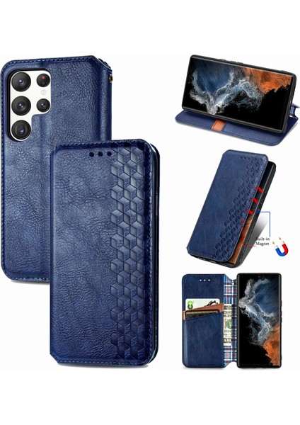 Samsung Galaxy S23 Ultra Kart Tutuculu Cüzdan Pu Deri Çevirme Çubuğu Telefon Kılıfı (Yurt Dışından)