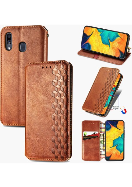 Samsung Galaxy A30/A20 Kart Tutuculu Cüzdan Pu Deri Çevirme Çubuğu Telefon Kılıfı (Yurt Dışından)