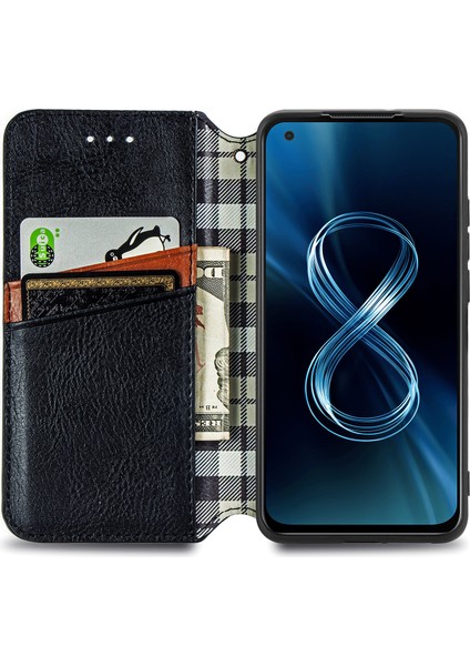 Zenfone 8 Kart Tutuculu Cüzdan Pu Deri Çevirme Çubuğu Telefon Kılıfı (Yurt Dışından)