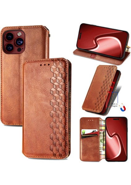 iPhone 15 Pro Kart Tutuculu Cüzdan Pu Deri Çevirme Çubuğu Telefon Kılıfı (Yurt Dışından)