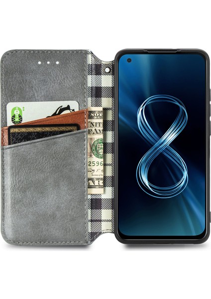 Zenfone 8 Kart Tutuculu Cüzdan Pu Deri Çevirme Çubuğu Telefon Kılıfı (Yurt Dışından)