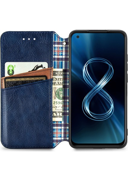 Zenfone 8 Kart Tutuculu Cüzdan Pu Deri Çevirme Çubuğu Telefon Kılıfı (Yurt Dışından)