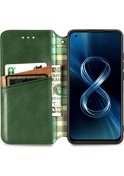 Zenfone 8 Kart Tutuculu Cüzdan Pu Deri Çevirme Çubuğu Telefon Kılıfı (Yurt Dışından)