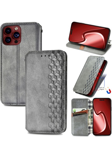 iPhone 15 Pro Max Kart Tutuculu Cüzdan Pu Deri Çevirme Çubuğu Telefon Kılıfı (Yurt Dışından)
