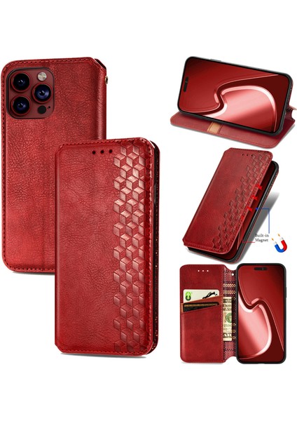 iPhone 15 Pro Max Kart Tutuculu Cüzdan Pu Deri Çevirme Çubuğu Telefon Kılıfı (Yurt Dışından)