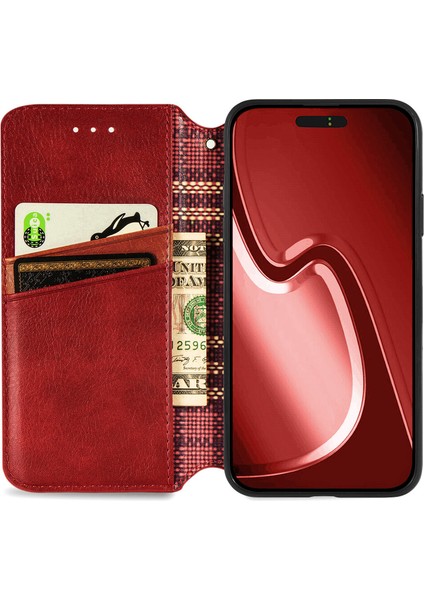 iPhone 15 Pro Max Kart Tutuculu Cüzdan Pu Deri Çevirme Çubuğu Telefon Kılıfı (Yurt Dışından)