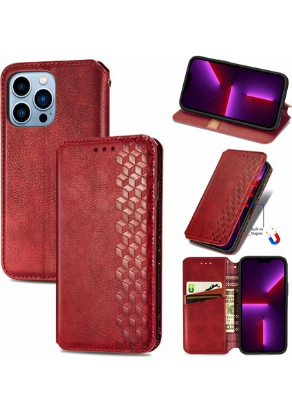 iPhone 13 Pro Kart Tutuculu Cüzdan Pu Deri Çevirme Çubuğu Telefon Kılıfı (Yurt Dışından)