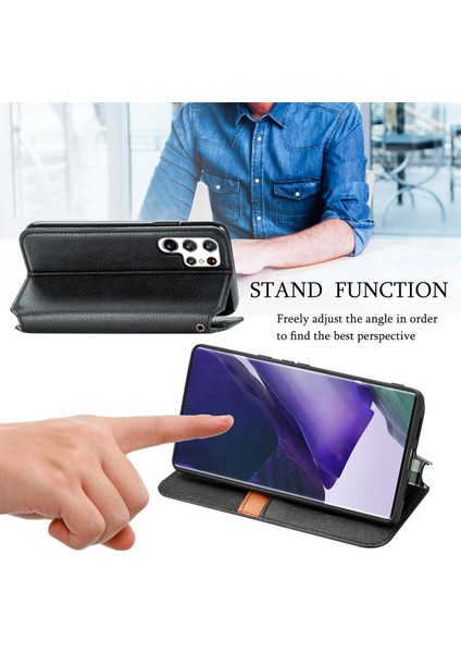 Samsung Galaxy S22 Ultra Kart Tutuculu Cüzdan Pu Deri Çevirme Çubuğu Telefon Kılıfı (Yurt Dışından) modelleri