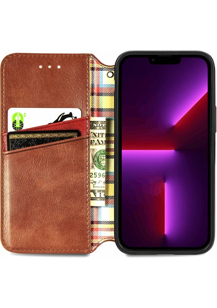 iPhone 13 Pro Kart Tutuculu Cüzdan Pu Deri Çevirme Çubuğu Telefon Kılıfı (Yurt Dışından)