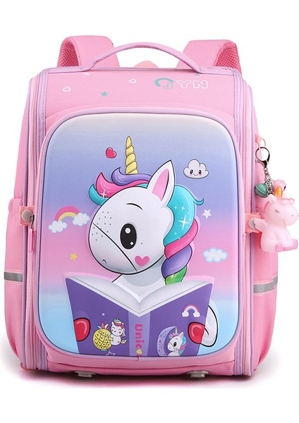 Çok Bölmeli Unicorn Sırt Çantası - Pembe (Yurt Dışından)