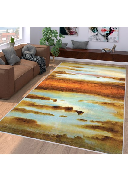 Dijital Baskı Yıkanabilir Kaymaz Taban Salon Halısı Rvg1108