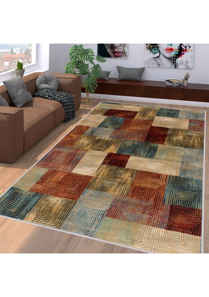 Dijital Baskı Yıkanabilir Kaymaz Taban Salon Halısı Rvg1159