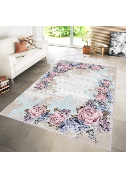 Dijital Baskı Yıkanabilir Kaymaz Taban Salon Halısı Rvg1120