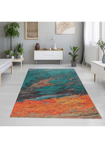 Dijital Baskı Yıkanabilir Kaymaz Taban Salon Halısı Rvg1201