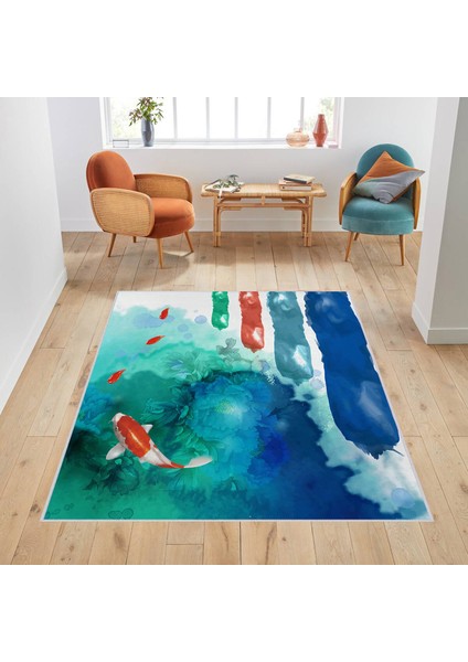 Dijital Baskı Yıkanabilir Kaymaz Taban Salon Halısı Rvg1744