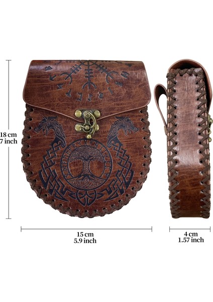 Ortaçağ Asılabilir Kemer Bozuk Para Cüzdanı Vintage Bel Çantası-Kahverengi (Yurt Dışından)